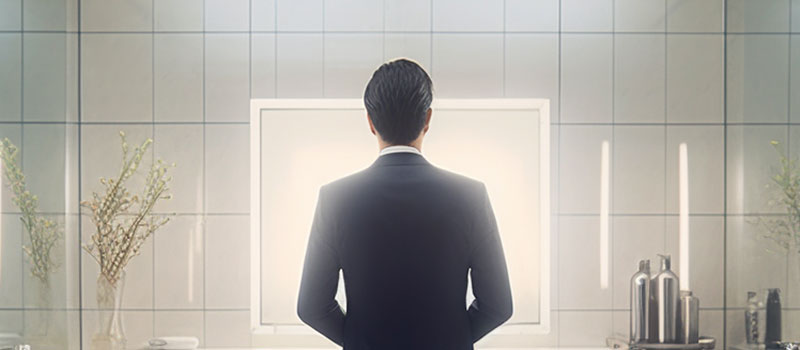 男性が髪をセットするイメージです